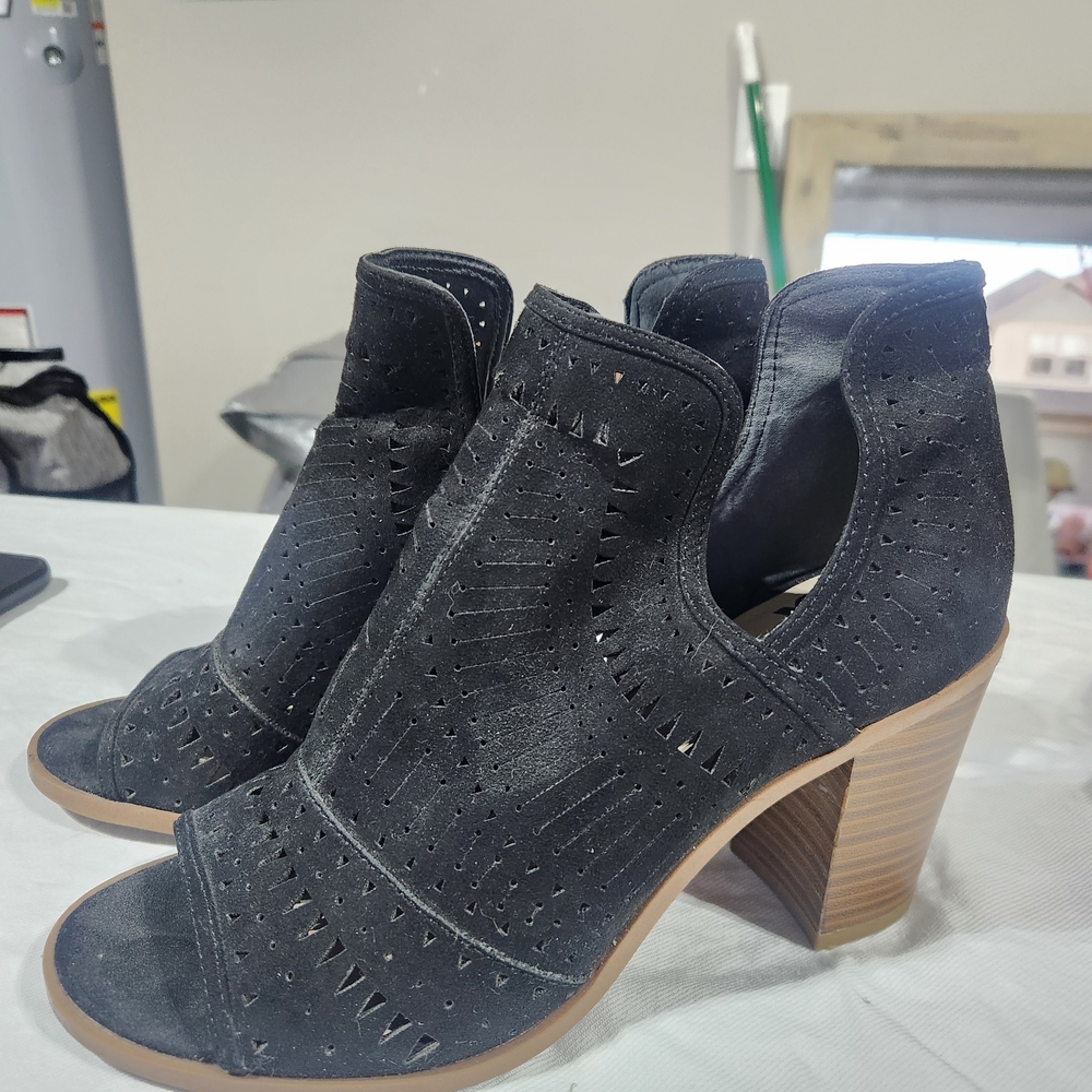 Black Peep-Toe Ankle Boots